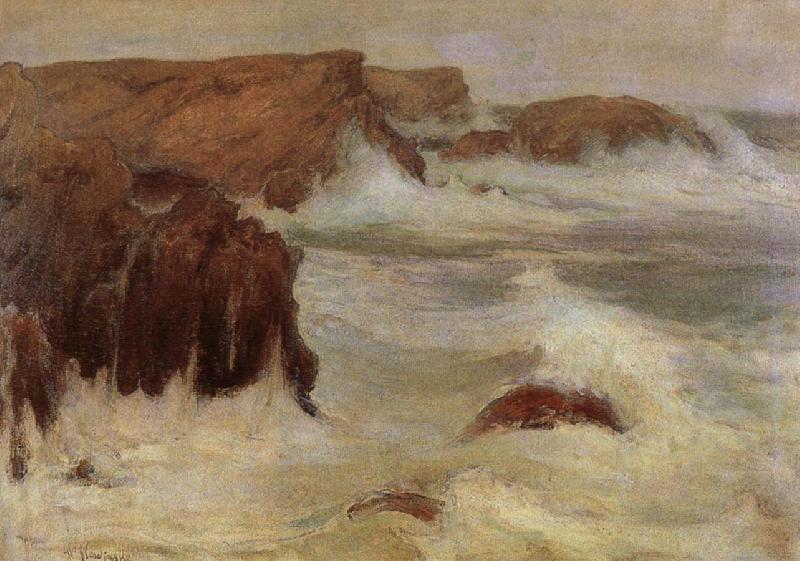 Wladyslaw Podkowinski Rough Sea at Belle-lle Sweden oil painting art